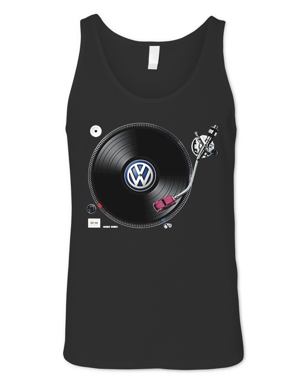 VW TUNING BEETLE VINYL DECK MUSIC MUSICAL GRAPHIC DESIGN DJ RETRO CAR LOGO Unisex Jersey Tank