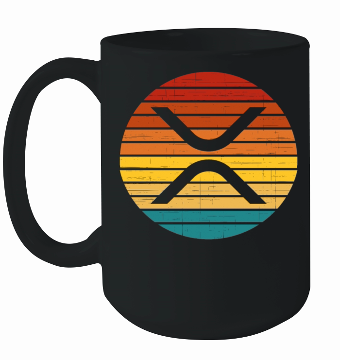 Ripple XRP Crypto Vintage Retro Sunset Design 60s Ceramic Mug