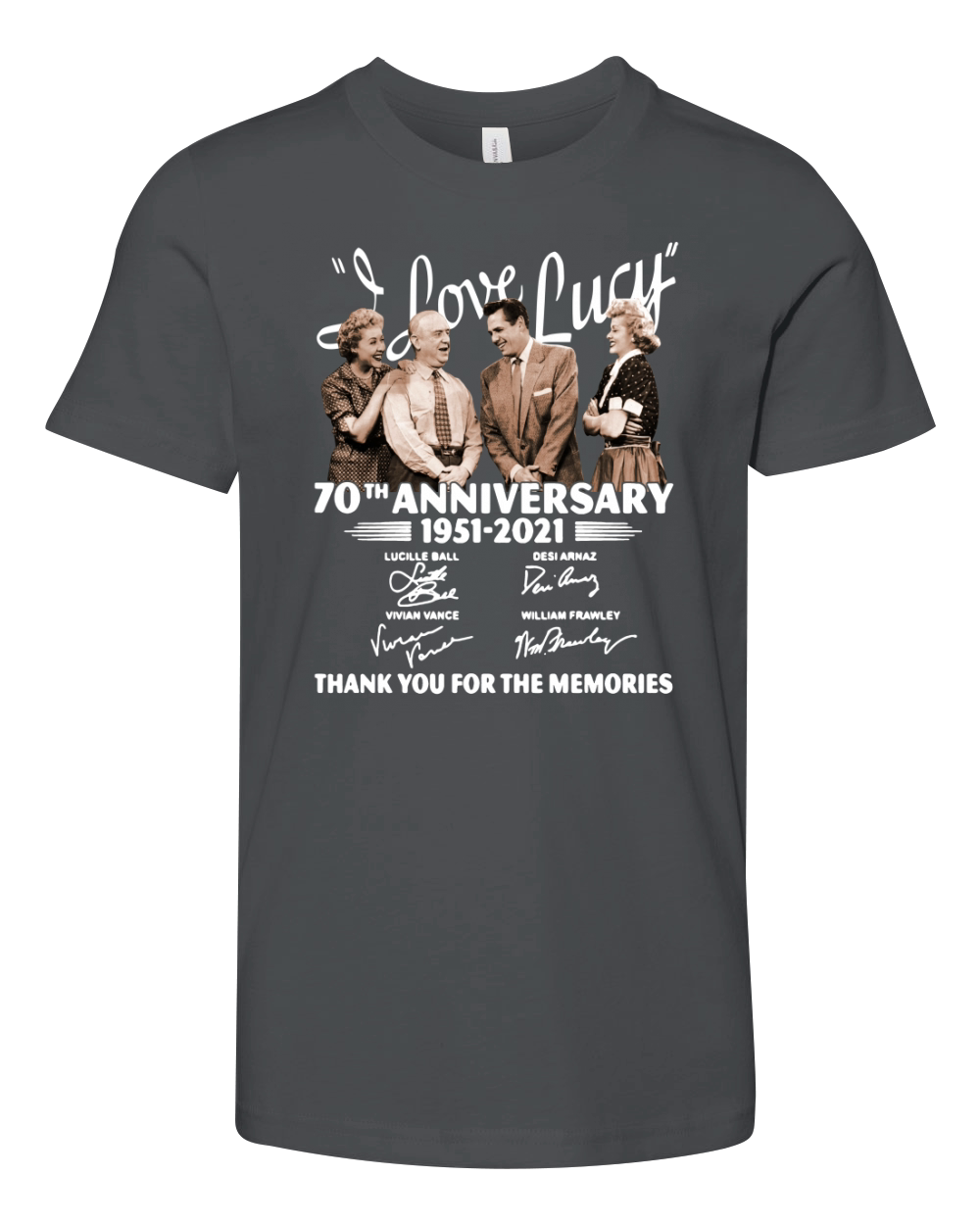 I Love Lucy 70th anniversary 1951 2021 thank you for the memories signatures Youth Unisex Jersey Tee