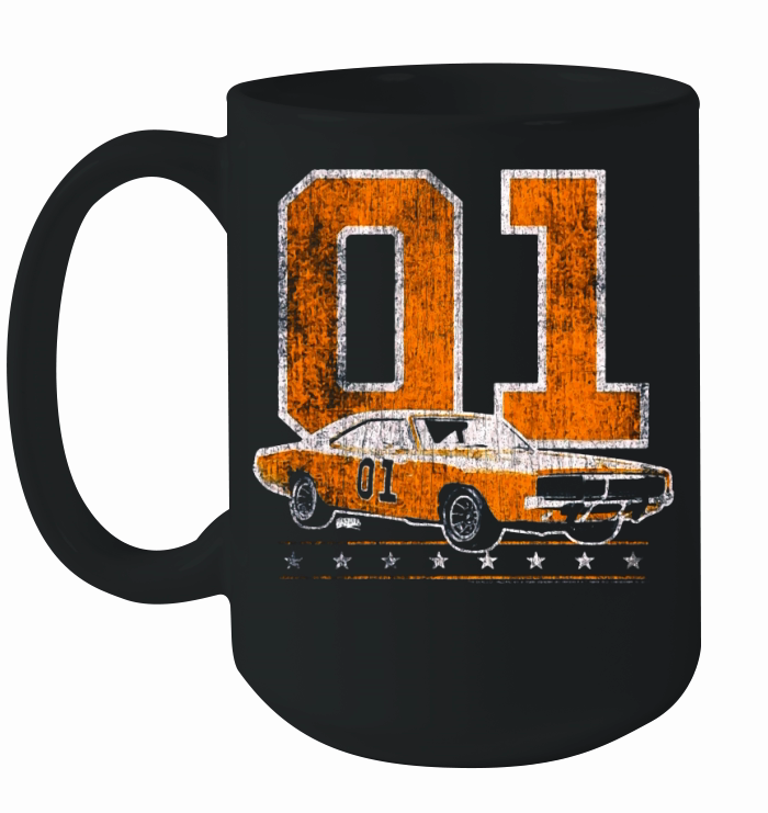 DUKES OF HAZZARD GENERAL LEE 2 COLOR VINTAGE ON ORANGE Ceramic Mug