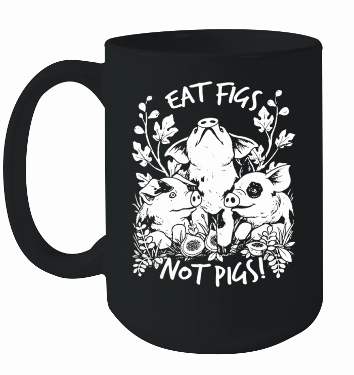 eat figs not pigs shirt vegan tees jzf Black Ceramic Mug
