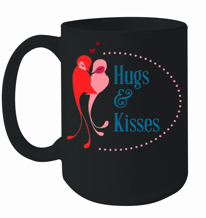hugs and kisses love birds valentine Ceramic Mug