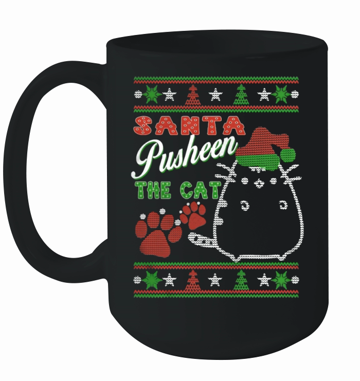 SANTA PUSHEEN THE CAT  CHRISTMAS FOR CAT LOVER SHIRT TSHIRT HOODIE Ceramic Mug