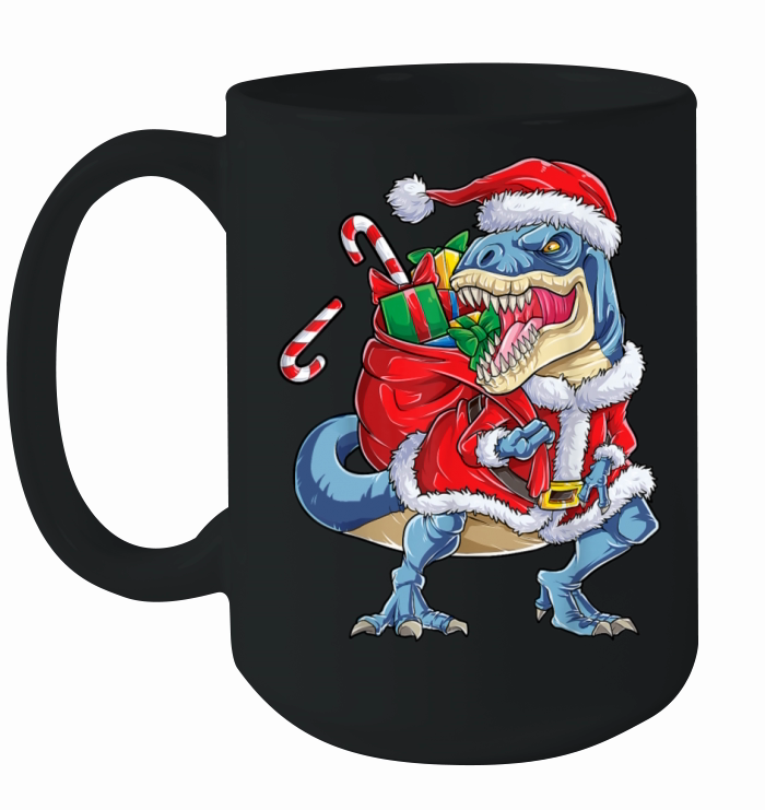 Merry Christmas Dinosaur Christmas Santa Claus T Rex Boys Men Funn Ceramic Mug
