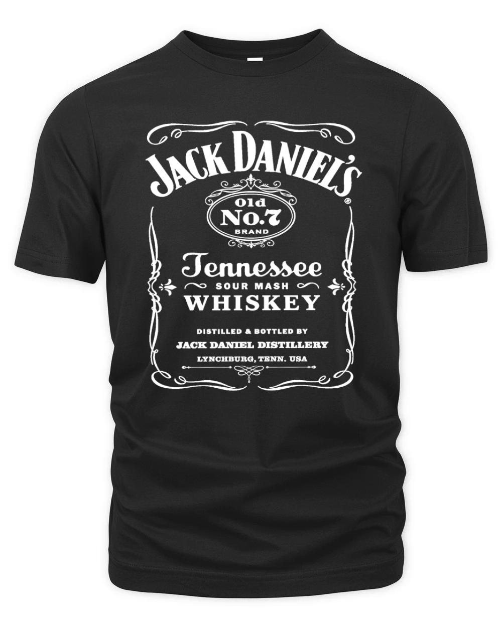 Jack Whiskey Graphic Daniels Old No 7 Label Womens Black Organic Unisex T-shirt