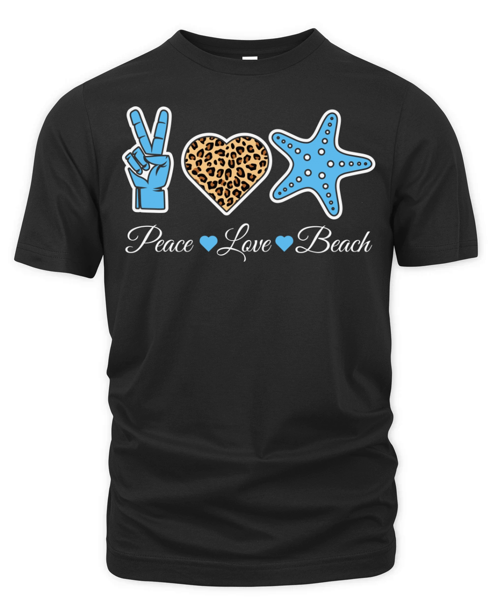 Leopard Peace Love Beach Beach Summer Organic Unisex T-shirt