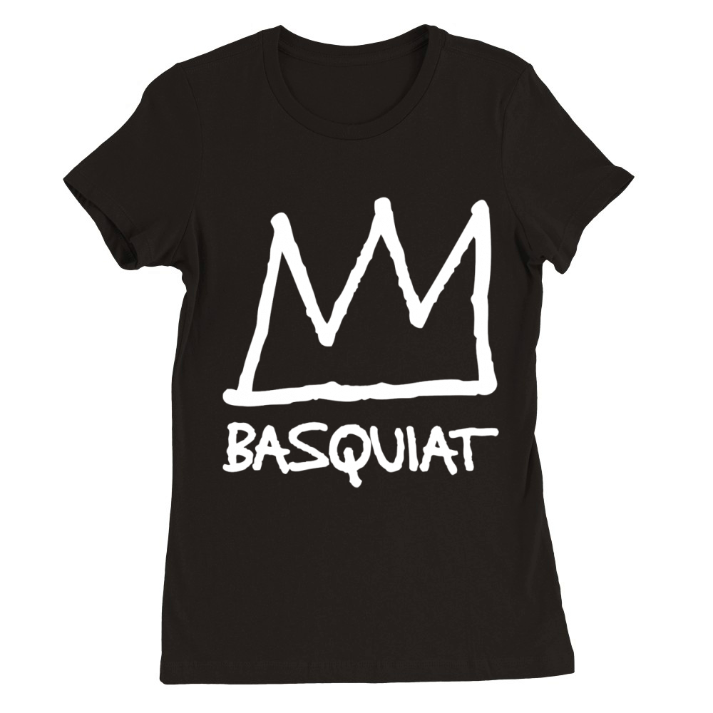 Classic Basquiat Crown Line Art Premium Womens Crewneck T-shirt