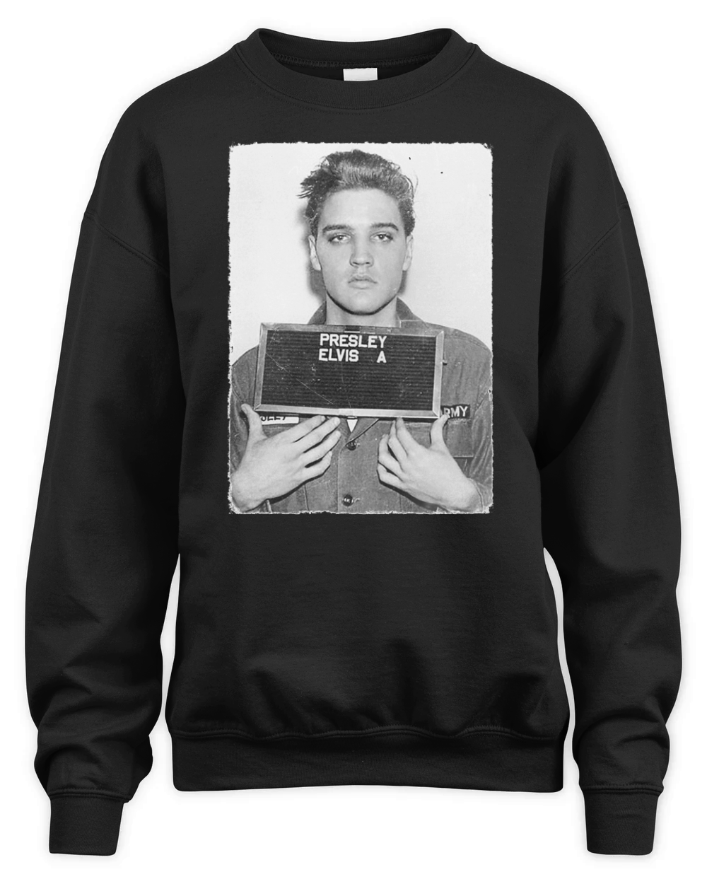 Elvis Presley Army Mug Shot Unisex Premium Crewneck Sweatshirt