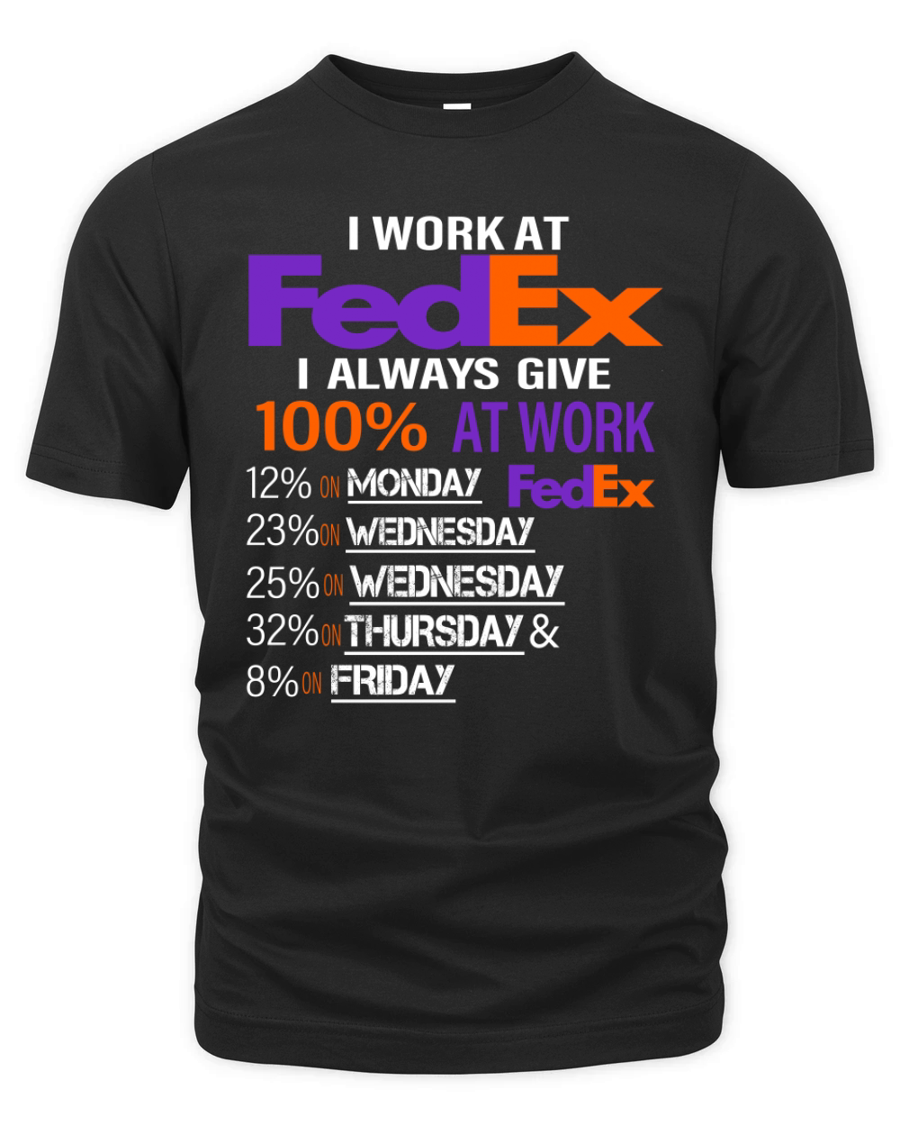 I Work At FedEx I Always Give 100% At Work Organic Unisex T-shirt