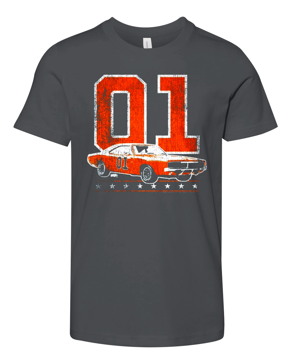 DUKES OF HAZZARD GENERAL LEE 2 COLOR VINTAGE ON ORANGE Youth Unisex Jersey Tee