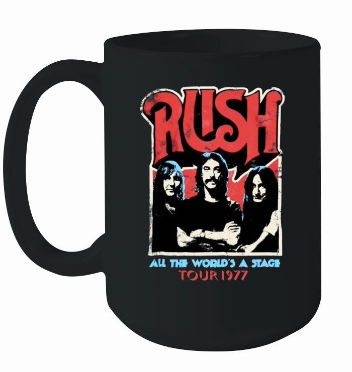 Funkyteestore Rush All The Worlds A Stage Tour 1977 Distressed Ceramic Mug