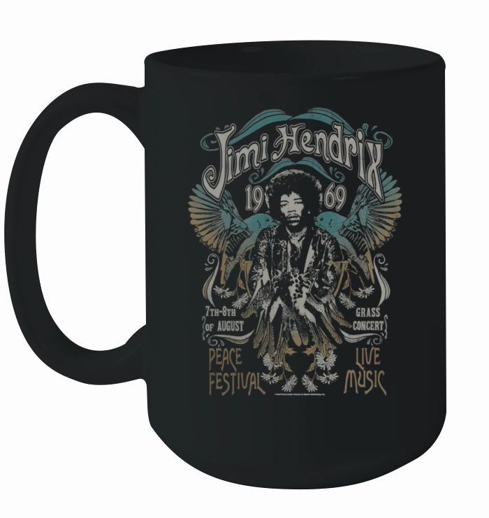 Jimi Hendrix Peace Festival Winged Guitar Poster T-Shirt Ceramic Mug