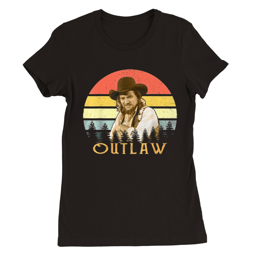 Waylon Jennings Outlaw Premium Womens Crewneck T-shirt