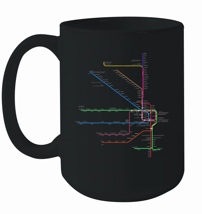 Chicago l Map CTA Elevated L Train Metro Transit Ceramic Mug