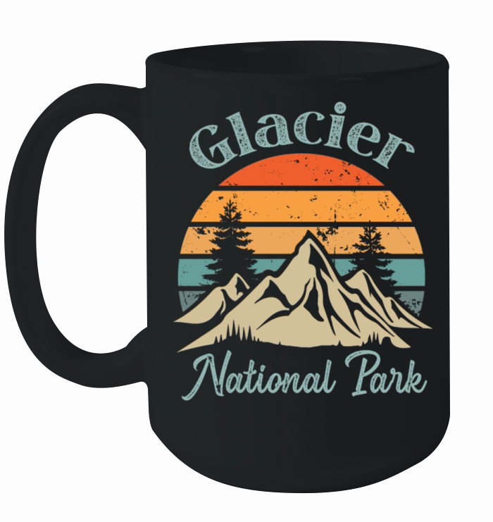 Glacier National Park Retro Vintage Mountain Sunse Ceramic Mug