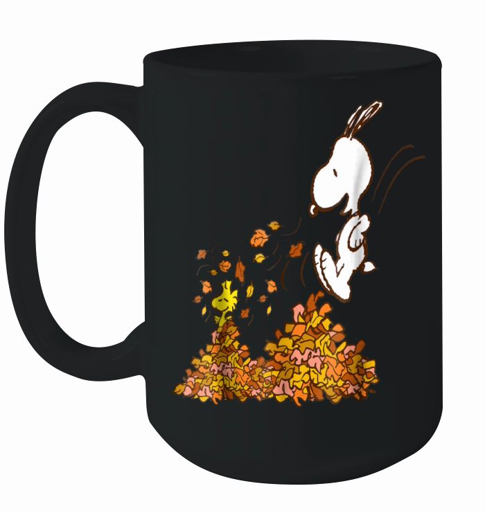 Peanuts Snoopy Jumping Into leaf Autumn Ceramic Mug