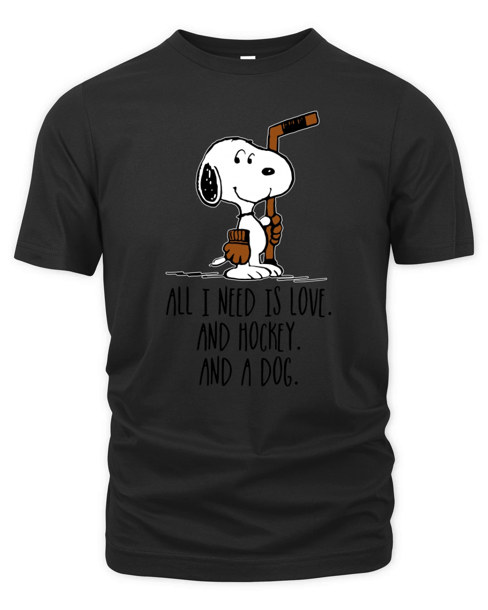 Snoopy all i need is love and hockey and a dog Organic Unisex T-shirt