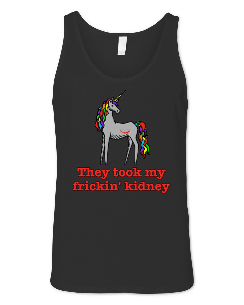 Charlie Unicorn They Took My Frickin  Kidney Unisex Jersey Tank