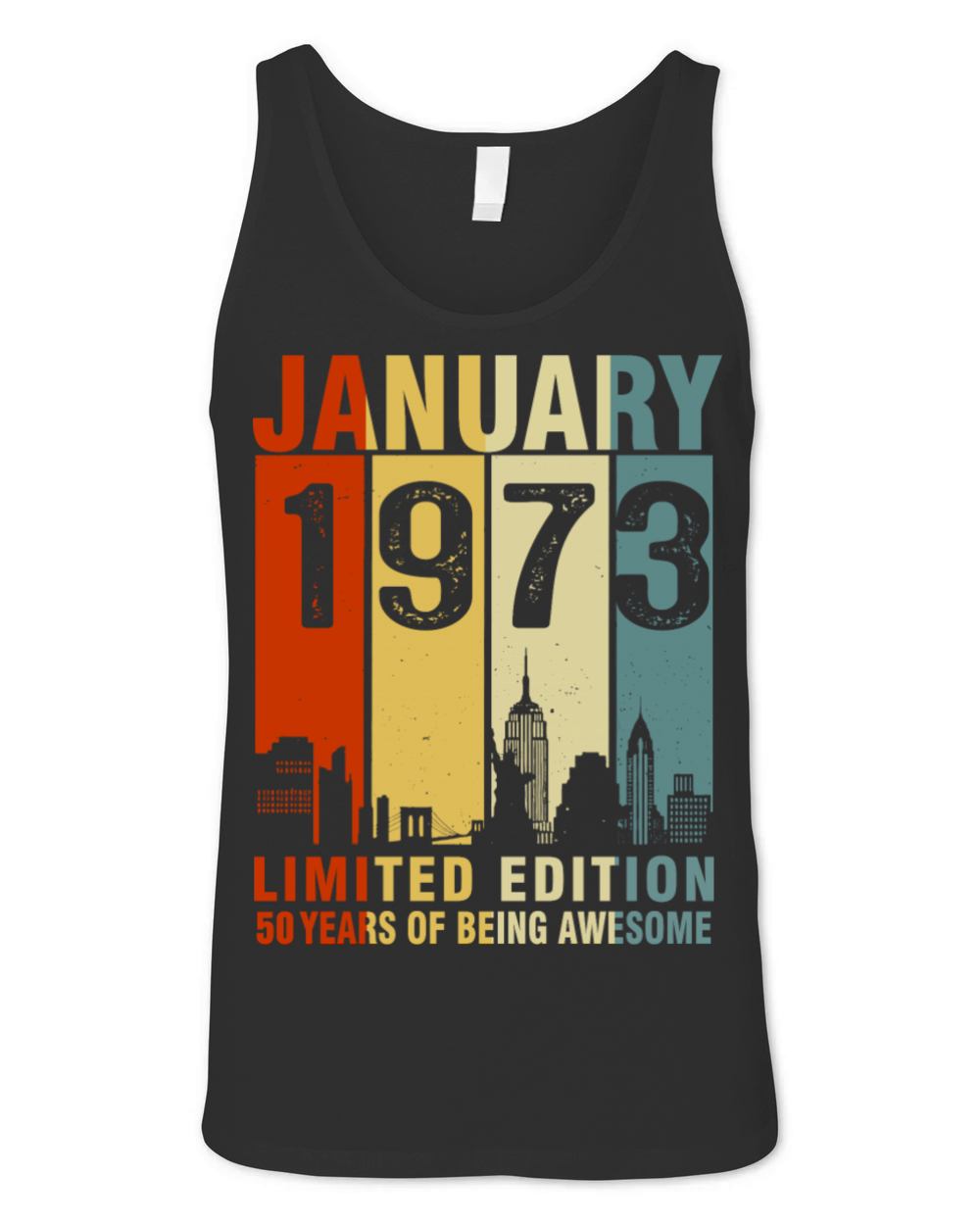 Vintage January 1973 50 Years Of Being Awesome Unisex Jersey Tank