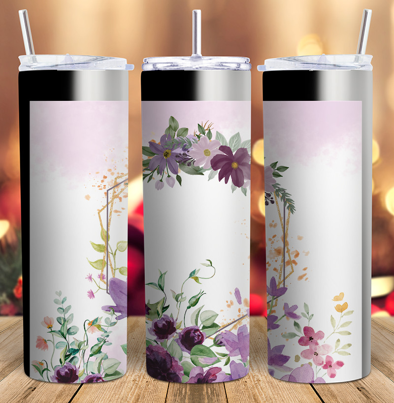 Watercolor Purple Floral Tumbler