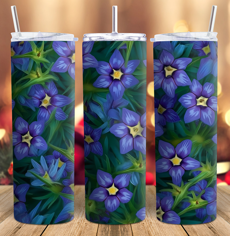 3D Blue Spiderwort Tumbler Wrap
