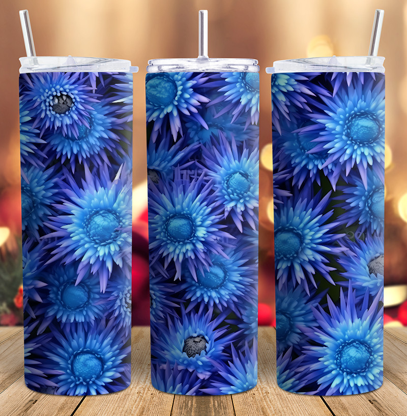 3D Blue Cornflower Tumbler Wrap