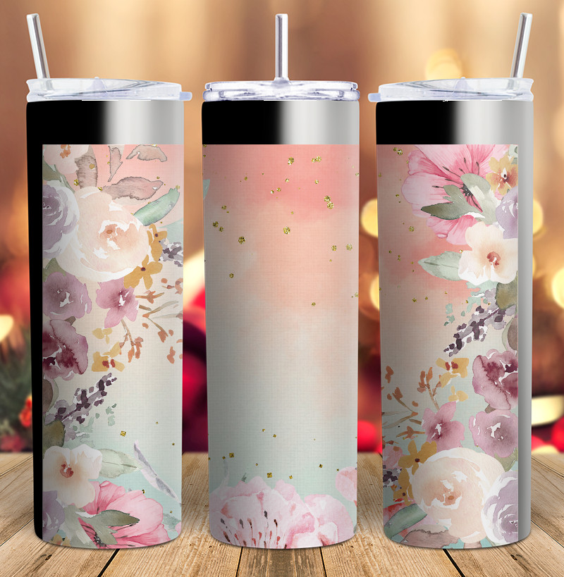 Watercolor Flower Brush 20oz Tumbler
