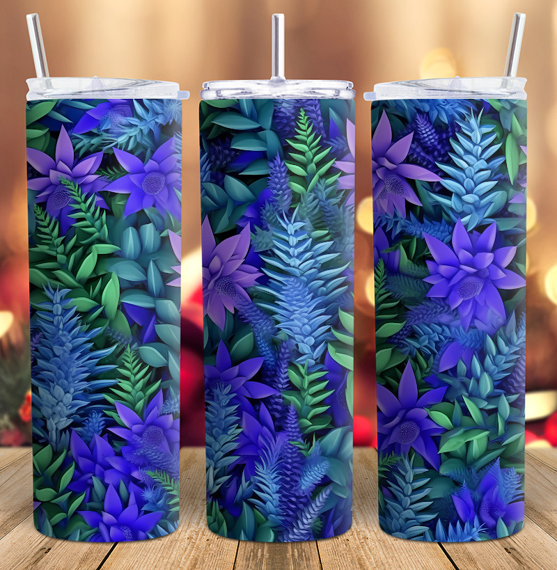 3D Blue Salvia Tumbler Wrap